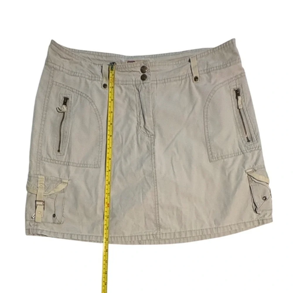 Faded Glory Originals Khaki Cargo Mini Skirt Washed Stone Cotton Size 10 Missy - Picture 3 of 5